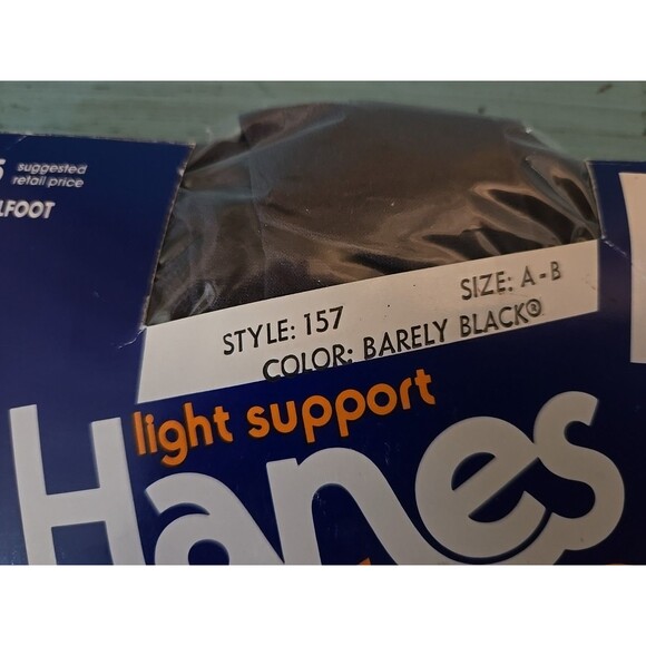 Hanes Too Light Support Pantyhose Sz AB Style 157 Barely Black Vtg 1986 New - Picture 3 of 6